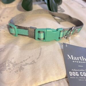 Martha Stewart Adjustable Nylon Teal Dog Collar Sz 14